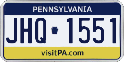 PA license plate JHQ1551