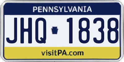 PA license plate JHQ1838