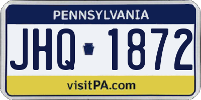 PA license plate JHQ1872