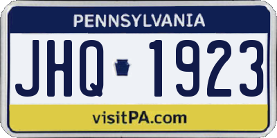 PA license plate JHQ1923