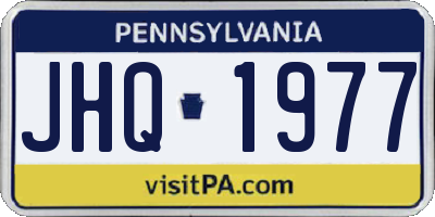 PA license plate JHQ1977
