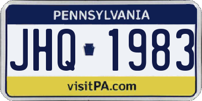 PA license plate JHQ1983