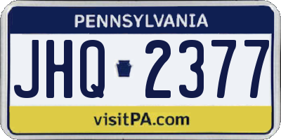 PA license plate JHQ2377