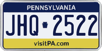 PA license plate JHQ2522