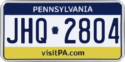 PA license plate JHQ2804