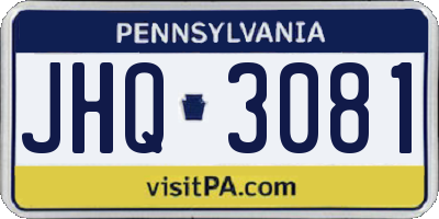 PA license plate JHQ3081