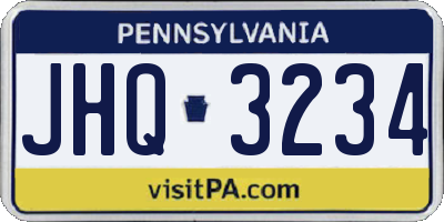 PA license plate JHQ3234