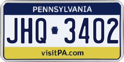 PA license plate JHQ3402