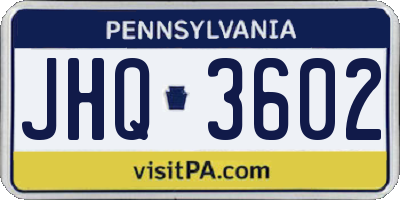 PA license plate JHQ3602
