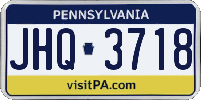 PA license plate JHQ3718
