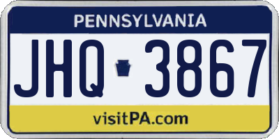 PA license plate JHQ3867
