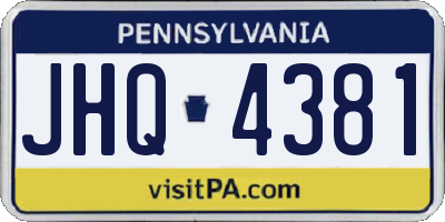 PA license plate JHQ4381