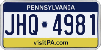 PA license plate JHQ4981