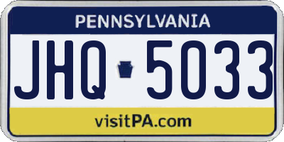 PA license plate JHQ5033