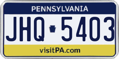 PA license plate JHQ5403