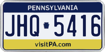 PA license plate JHQ5416