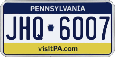 PA license plate JHQ6007