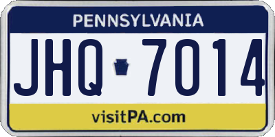 PA license plate JHQ7014