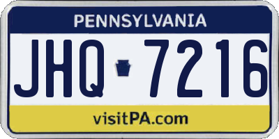 PA license plate JHQ7216