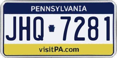 PA license plate JHQ7281