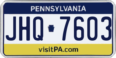 PA license plate JHQ7603