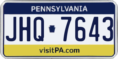 PA license plate JHQ7643