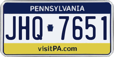 PA license plate JHQ7651