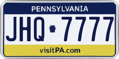 PA license plate JHQ7777