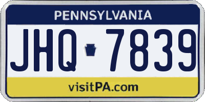 PA license plate JHQ7839