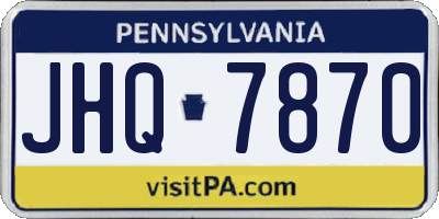 PA license plate JHQ7870