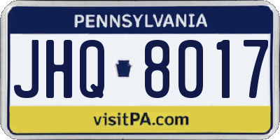 PA license plate JHQ8017