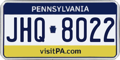PA license plate JHQ8022