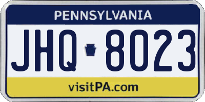 PA license plate JHQ8023