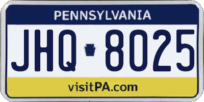 PA license plate JHQ8025