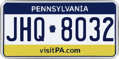 PA license plate JHQ8032
