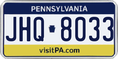 PA license plate JHQ8033