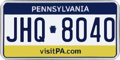 PA license plate JHQ8040