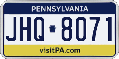 PA license plate JHQ8071