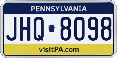 PA license plate JHQ8098
