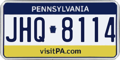 PA license plate JHQ8114