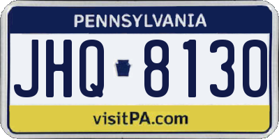 PA license plate JHQ8130