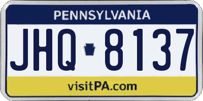 PA license plate JHQ8137