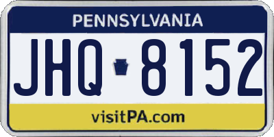 PA license plate JHQ8152