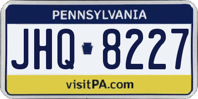PA license plate JHQ8227