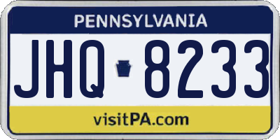 PA license plate JHQ8233