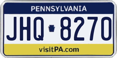 PA license plate JHQ8270