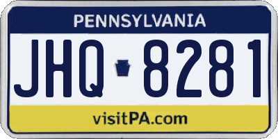 PA license plate JHQ8281