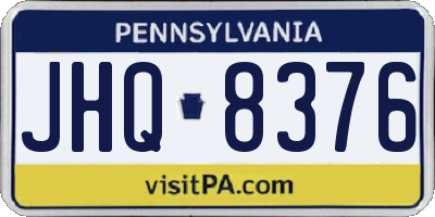 PA license plate JHQ8376