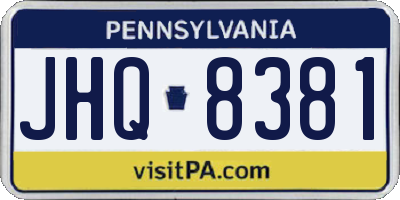 PA license plate JHQ8381