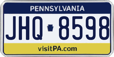 PA license plate JHQ8598